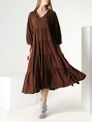 Однотонное платье Meimeij коричневое