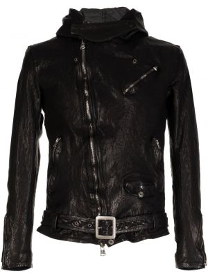 Usnjena jakna s kapuco Yohji Yamamoto črna