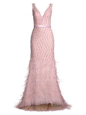Платье с глубоким вырезом и V-образным вырезом, украшенное перьями Basix розовый