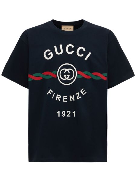 Oversized t-shirt i bomull i jersey Gucci blå