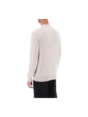 Jedwabny sweter z kaszmiru z okrągłym dekoltem Agnona beżowy