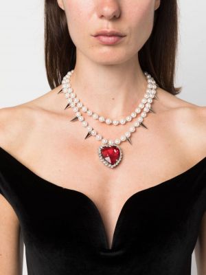 Herzmuster anhänger mit perlen mit kristallen Alessandra Rich