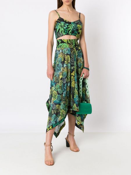 Asimetriškas atogrąžų raštuotas sijonas Amir Slama žalia