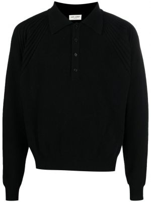 Megztas polo marškinėliai Saint Laurent juoda