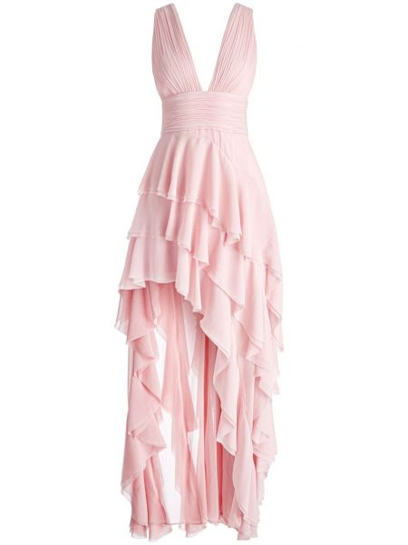 Asymetrické koktejlové šaty Alice + Olivia růžové