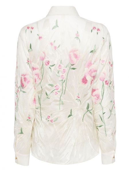 Chemise à fleurs Elie Saab blanc