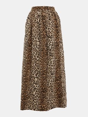 Bavlnená dlhá sukňa s potlačou s leopardím vzorom Visvim béžová