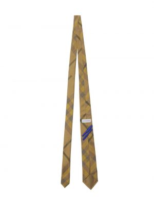 Kostkovaná hedvábná kravata Burberry žlutá
