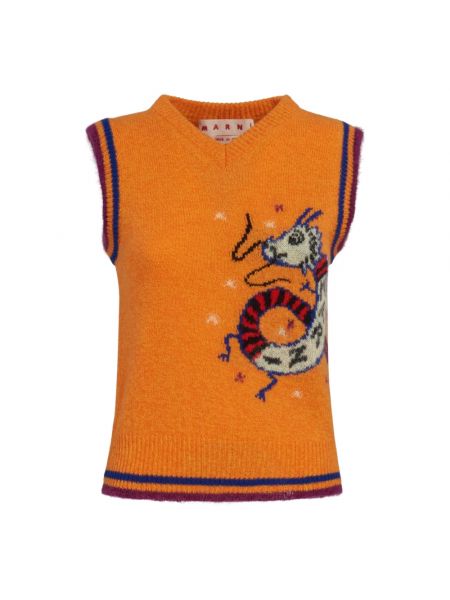 Sweter z kaszmiru Marni pomarańczowy