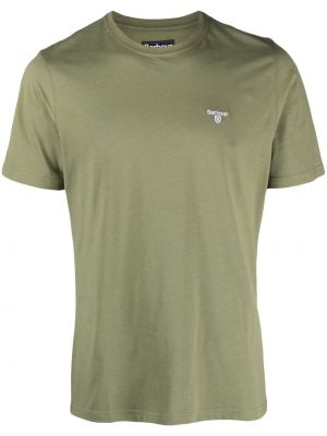 Bavlnené tričko s výšivkou s krátkymi rukávmi Barbour - zelená