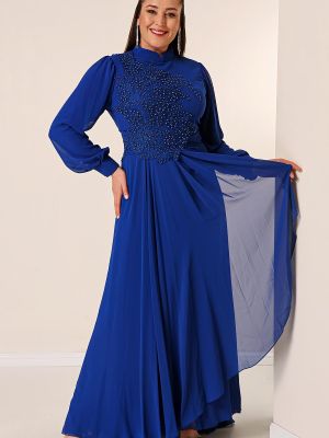 Šifonové dlouhé šaty s výšivkou s korálky By Saygı
