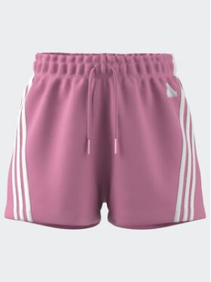 Pruhované priliehavé športové šortky Adidas ružová