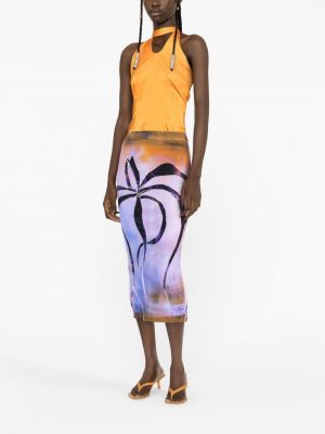 Midi sukně s potiskem jersey Louisa Ballou fialové