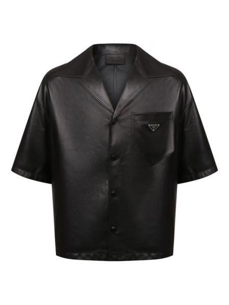 Кожаная рубашка Prada черная