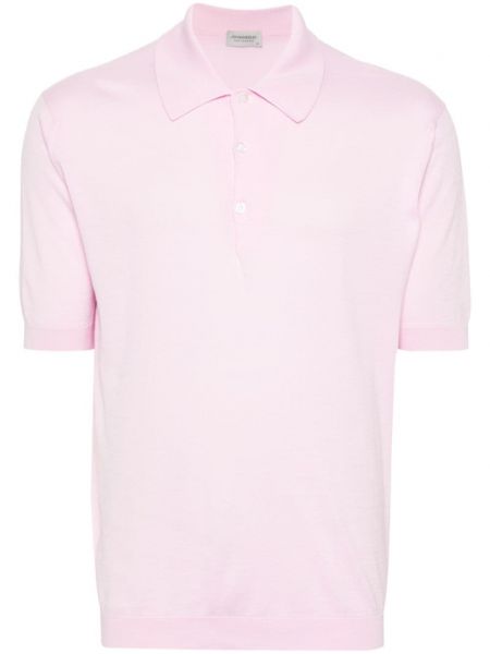 Pletena pamučna polo majica John Smedley ružičasta