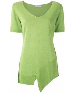 Трикотажная блузка асимметричного кроя Mara Mac, зеленая