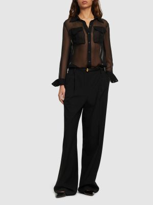 Chemise en soie avec poches en mousseline Alberta Ferretti noir