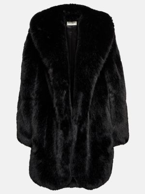 Krátký kabát s kožíškem Saint Laurent černý