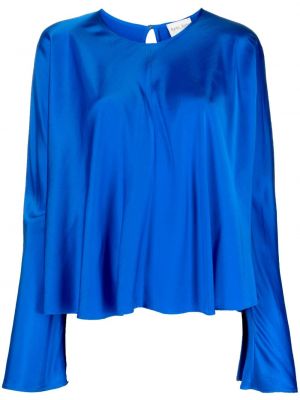 Сатенена блуза Forte_forte синьо