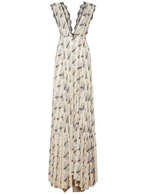 Sukienka długa z wzorem paisley z krepy Etro