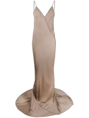 Сатенена вечерна рокля с v-образно деколте Rick Owens сиво
