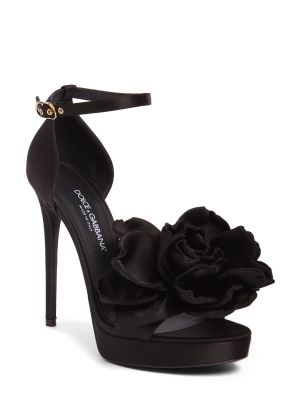 Saténové sandály na platformě Dolce & Gabbana černé