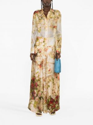 Květinové hedvábné sukně s potiskem Zimmermann béžové