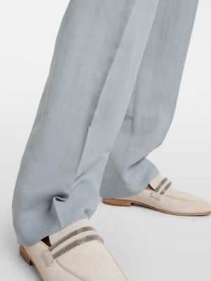 Rovné kalhoty Brunello Cucinelli modré