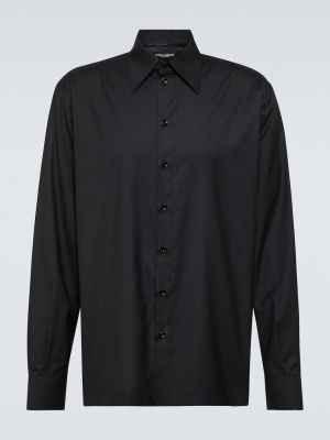 Шелковая шерстяная рубашка Dolce&gabbana черная