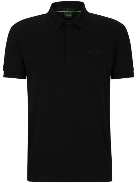 Kokvilnas polo krekls ar apdruku Boss melns
