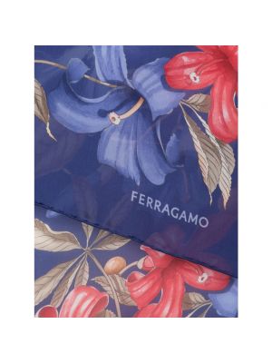Bufanda de seda de flores Salvatore Ferragamo azul