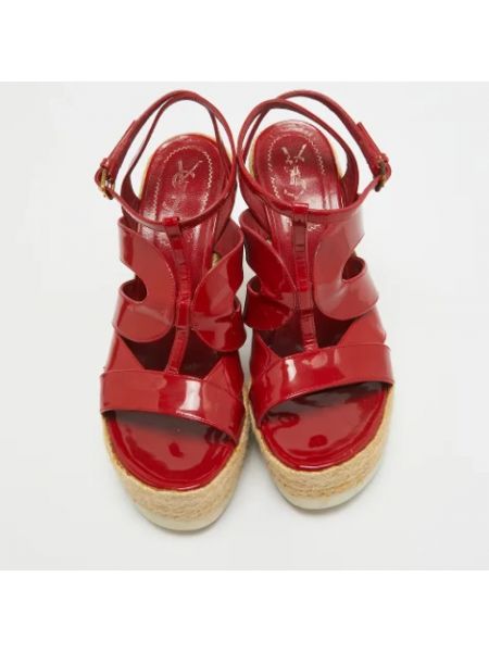Sandalias de cuero retro Yves Saint Laurent Vintage rojo