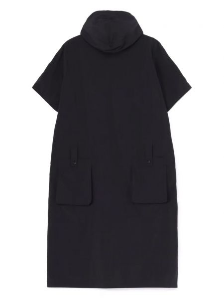Bavlněné midi šaty s kapucí Yohji Yamamoto černé