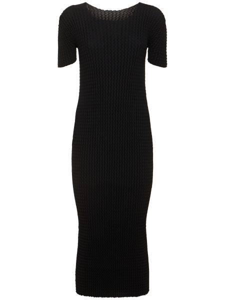 Плисирана памучна миди рокля Issey Miyake черно
