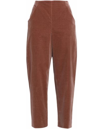 Бархатные укороченные прямые брюки Vanessa Seward, коричневые