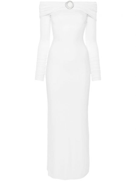 Βραδινό φόρεμα με αγκράφα Manuri λευκό