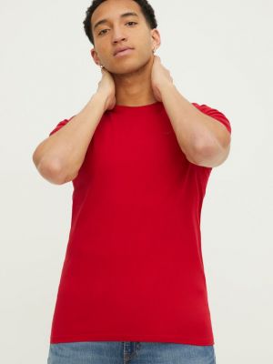 Памучна тениска с дълъг ръкав Hollister Co. червено