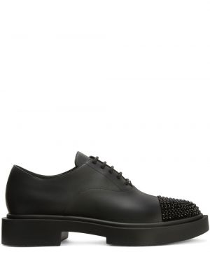 Pantofi loafer din piele cu nasturi Giuseppe Zanotti negru