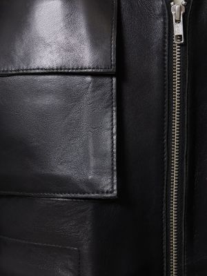 Kožená bunda na zips Stand Studio čierna