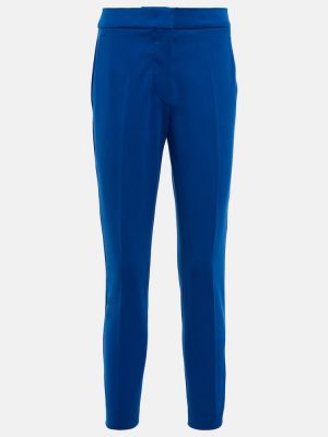 Džerzej slim fit rovné nohavice s vysokým pásom Max Mara modrá