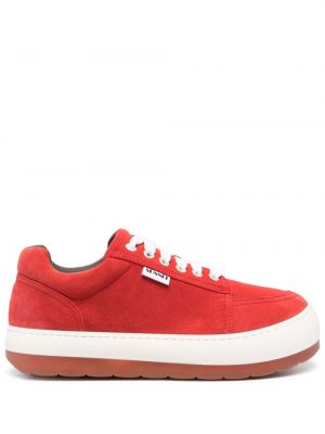 Csipkés szarvasbőr fűzős sneakers Sunnei piros