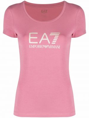 Rund hals t-skjorte Ea7 Emporio Armani rosa