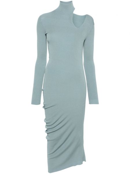 Asimetrična midi haljina Fendi plava