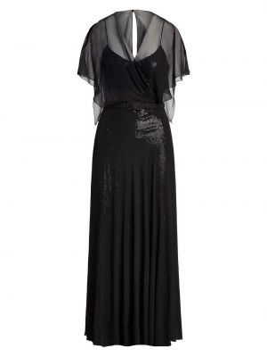 Черное платье с вышивкой с пайетками Ralph Lauren Collection