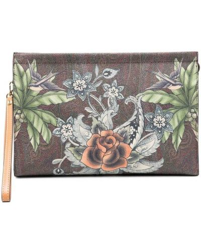 Floral clutch Etro brun