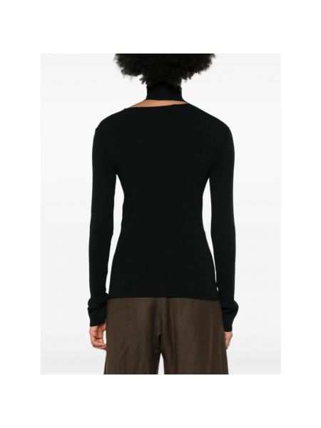 Jersey cuello alto de seda de algodón de tela jersey Fendi negro