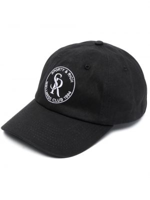 Памучна шапка с козирки бродирана Sporty & Rich черно