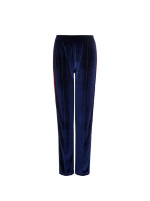 Бархатные брюки прямого кроя с контрастными лампасами Forte Dei Marmi Couture - Синий