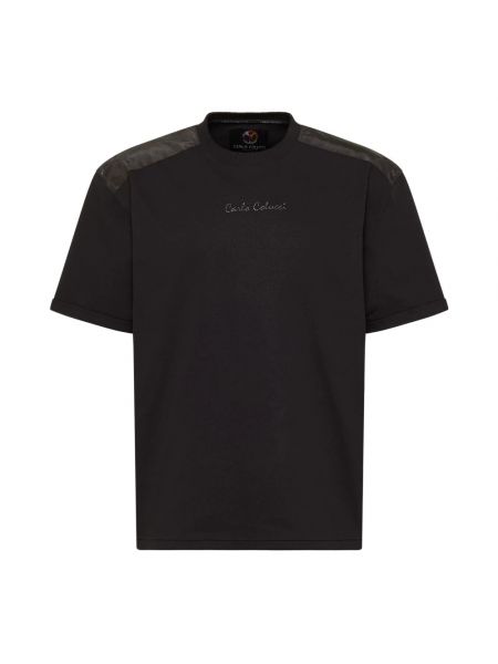 Oversize nylon t-shirt mit applikationen Carlo Colucci schwarz