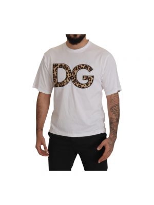 Koszulka z nadrukiem w panterkę Dolce And Gabbana biała